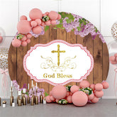 Holz Und Blätter Gott Segnen Glücklich Geburtstag Runden Hintergrund