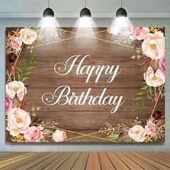 Holz Rosa Blumen Glücklich Geburtstag Hintergrund für Frauen