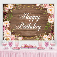 Holz Rosa Blumen Glücklich Geburtstag Hintergrund für Frauen