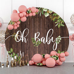 Hölzern Und Grün Blätter Babydusche Runden Hintergrund