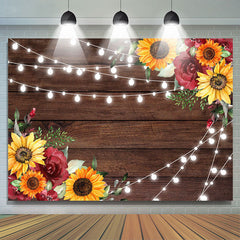 Hölzern Und Sonnenblumen Baby Dusche Hintergrund Für Mädchen