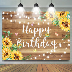 Hölzern Schmetterling Sonnenblume Glücklich Geburtstag Hintergrund