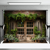 Hölzern Foor Birck Wand Grün Bergsteiger Frühling Hintergrund