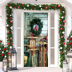 Hölzern Wand Planke Weihnachten Tür Abdeckung Dekoration