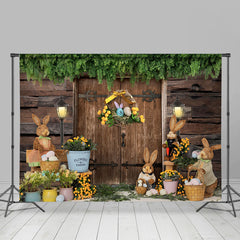 Hölzern Wand Tor Kaninchen Ostern Party Hintergrund
