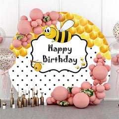 Gelb Wenig Biene Schwarz Weiß Runden Geburtstag Hintergrund