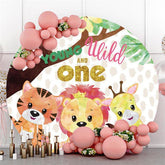 Jung Wild Safari Tiere Eins Geburtstag Runden Hintergründe