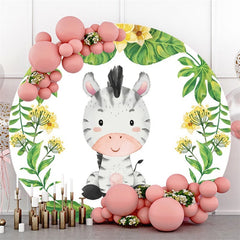 Zebra Blätter Kreis Glücklich Geburtstag Hintergrund Für Party