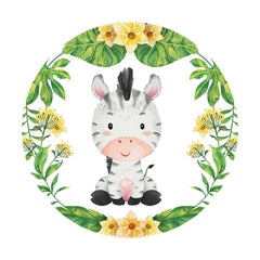 Zebra Blätter Kreis Glücklich Geburtstag Hintergrund Für Party