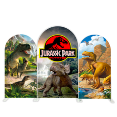 Dinosaur Cartoon Dino Thema Happy Birthday Bogenhintergrund Abdeckung Urzeit Party Deko