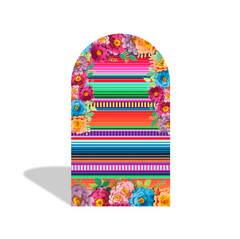 Mexican Fiesta Arch Backdrop Wall Cloth Cover Bogenwand Abdeckung Mexiko Blumen Bunt Party Deko