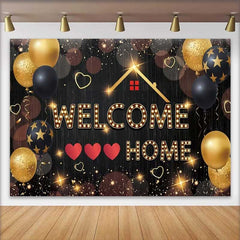 Lofaris Schwarz Gold Welcome Home Hintergrund Ballons Einweihungsparty Deko