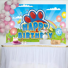 Lofaris Bunte Pfotenabdrücke Happy Birthday Fotohintergrund Ballons Regenbogen Party Deko