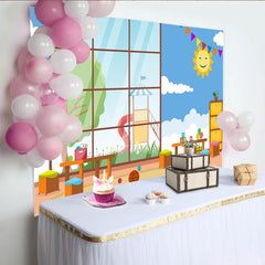Lofaris Spielzimmer Spielplatz Szene Fotohintergrund Lachende Sonne Kindergeburtstag Babyparty