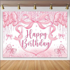 Lofaris Rosa Happy Birthday Fotohintergrund für Mädchen mit Ballons, glitzernde Partydekoration und süße Fotokulisse für Feiern