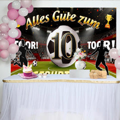 Lofaris Goldener 10. Geburtstag Fußballhintergrund für Jungen im Stadion, aufregende Fotokulisse für Sportfans und Partydekoration