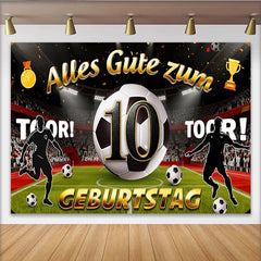 Lofaris Goldener 10. Geburtstag Fußballhintergrund für Jungen im Stadion, aufregende Fotokulisse für Sportfans und Partydekoration