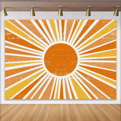 Lofaris Retro Sonnenstrahlen Hintergrund in Orange Gelb Weiß, sommerliche Vintage Fotokulisse für Party und professionelles Fotoshooting