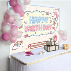 Lofaris Niedlicher Happy Birthday Hintergrund in Pastellfarben für Kinder, zauberhafte Kulisse für unvergessliche Partyfotos