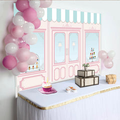 Lofaris Charmante Eisdielen-Hintergrund mit Cupcakes und Eiscreme für Kinderparty, süße Fotokulisse für professionelles Fotostudio