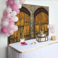 Lofaris Rustikaler Holztür Steinwand Hintergrund für Fotoshootings, alte Holztüren Kulisse für professionelle Fotostudios