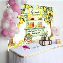 Lofaris Frischer Zitronenstand Aquarell Fotohintergrund mit Sommer-Flair, perfekte Kulisse für Sommerpartys und professionelle Fotoshootings