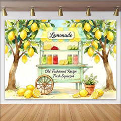 Lofaris Frischer Zitronenstand Aquarell Fotohintergrund mit Sommer-Flair, perfekte Kulisse für Sommerpartys und professionelle Fotoshootings