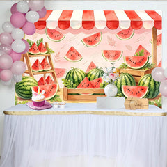 Lofaris Frischer Wassermelonen-Markt Hintergrund für Sommerfotoshootings, leuchtende Farben und fruchtiges Design als sommerliche Fotokulisse
