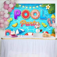 Lofaris Lebendiger Poolparty-Hintergrund mit Sommer-Elementen, bunte Fotokulisse für lustige Sommerfeste und Fotoshootings