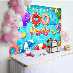 Lofaris Lebendiger Poolparty-Hintergrund mit Sommer-Elementen, bunte Fotokulisse für lustige Sommerfeste und Fotoshootings