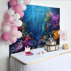 Lofaris Bunter Unterwasserwelt Fotohintergrund mit Korallen und Fischen, realistische Kulisse für professionelle Studiofotografie