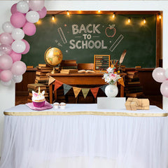 Lofaris Nostalgischer Einschulungshintergrund mit Tafel und Büchern, Vintage Schulanfang Fotokulisse für Fotoshooting und Partydekoration