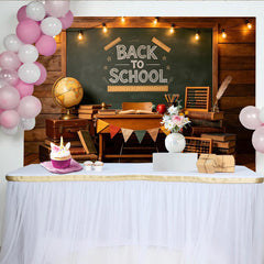 Lofaris Rustikaler Schulanfangshintergrund mit Tafel und Büchern, Vintage Fotokulisse für Einschulungsfeier und Fotostudio