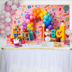 Lofaris Bunter ABC-Zahlen Schul-Fotohintergrund für Kinder, fröhliche Lern-Kulisse für Fotoshooting und Klassenzimmer-Dekoration