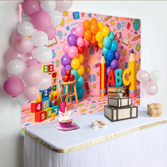 Lofaris Bunter ABC-Zahlen Schul-Fotohintergrund für Kinder, fröhliche Lern-Kulisse für Fotoshooting und Klassenzimmer-Dekoration