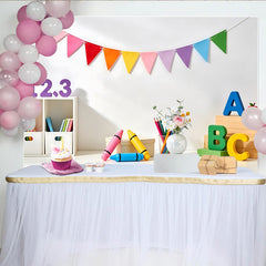 Lofaris Bunter Schul-Fotohintergrund mit ABC-Blöcken und Wimpelkette, fröhliche Lernkulisse für Kinder und professionelle Fotografie