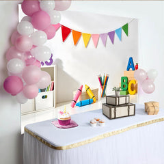 Lofaris Bunter Schul-Fotohintergrund mit ABC-Blöcken und Wimpelkette, fröhliche Lernkulisse für Kinder und professionelle Fotografie