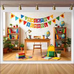 Lofaris Bunter Schulanfangs-Hintergrund mit Back to School Banner und Äpfeln, ideale Fotokulisse für Klassenzimmer Dekoration und Lernpartys