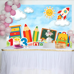 Lofaris Bunter Schul-Fotohintergrund mit ABC und 123 für Kinder, fröhliche Lernkulisse für Klassenzimmer-Dekoration und Fotoshootings