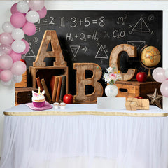 Lofaris Vintage Schulfotohintergrund mit Tafel und ABC Buchstaben, ideale Kulisse für Einschulung und Lernfotografie
