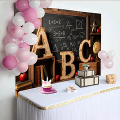 Lofaris Vintage Schul-Fotohintergrund mit ABC Buchstaben und Tafel, rustikale Kulisse für Lern- und Porträtfotografie