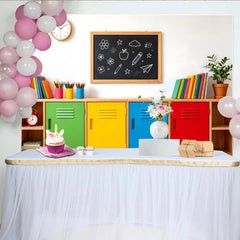 Lofaris Bunter Klassenzimmer-Fotohintergrund mit Tafel und Büchern, lebendige Kulisse für Schulanfang und Kinderporträts