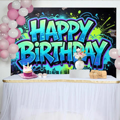 Lofaris Urbaner Graffiti Happy Birthday Hintergrund für coole Partys, farbenfrohe Kulisse für unvergessliche Fotoshootings und Feiern