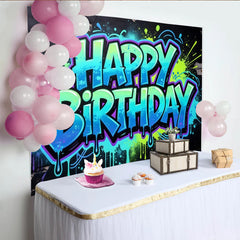 Lofaris Urbaner Graffiti Happy Birthday Hintergrund für coole Partys, farbenfrohe Kulisse für unvergessliche Fotoshootings und Feiern