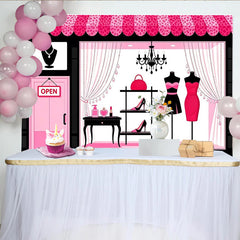 Lofaris Rosa-Schwarz Mode Fotohintergrund für elegante Fotoshootings, glamouröse Schaufenster-Kulisse für professionelle Studios