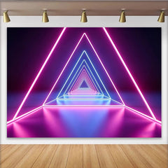 Lofaris Abstrakter Neon-Fotohintergrund mit leuchtenden Dreiecken, futuristische Kulisse für professionelle Fotoshootings und Events