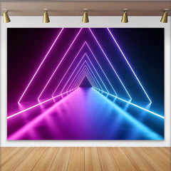 Lofaris Abstrakter Neonlicht Tunnel Hintergrund in leuchtendem Lila und Blau, dynamische Fotokulisse für moderne Events und Fotostudios