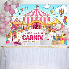 Lofaris Bunter Karneval Zirkus-Geburtstagshintergrund für Kinderparty, fröhliche Fotowand für Kindergeburtstag und Fotoshooting