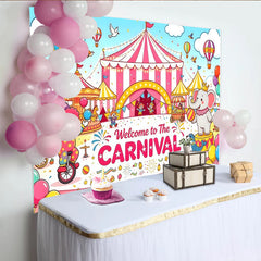 Lofaris Bunter Karneval Zirkus-Geburtstagshintergrund für Kinderparty, fröhliche Fotowand für Kindergeburtstag und Fotoshooting