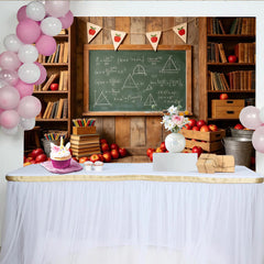 Lofaris Rustikaler Klassenzimmer Fotohintergrund mit Schultafel und Büchern, Vintage Kulisse für Fotostudio und Schulanfang